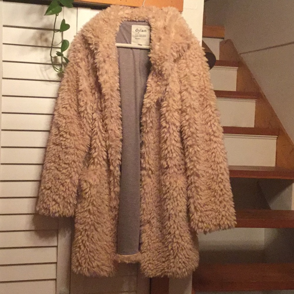 Dylan light pink faux fur jacket